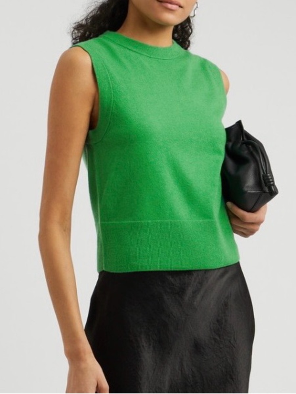 Vince Wool-blend sweater vest Green Ribbed Crewneck Sweater